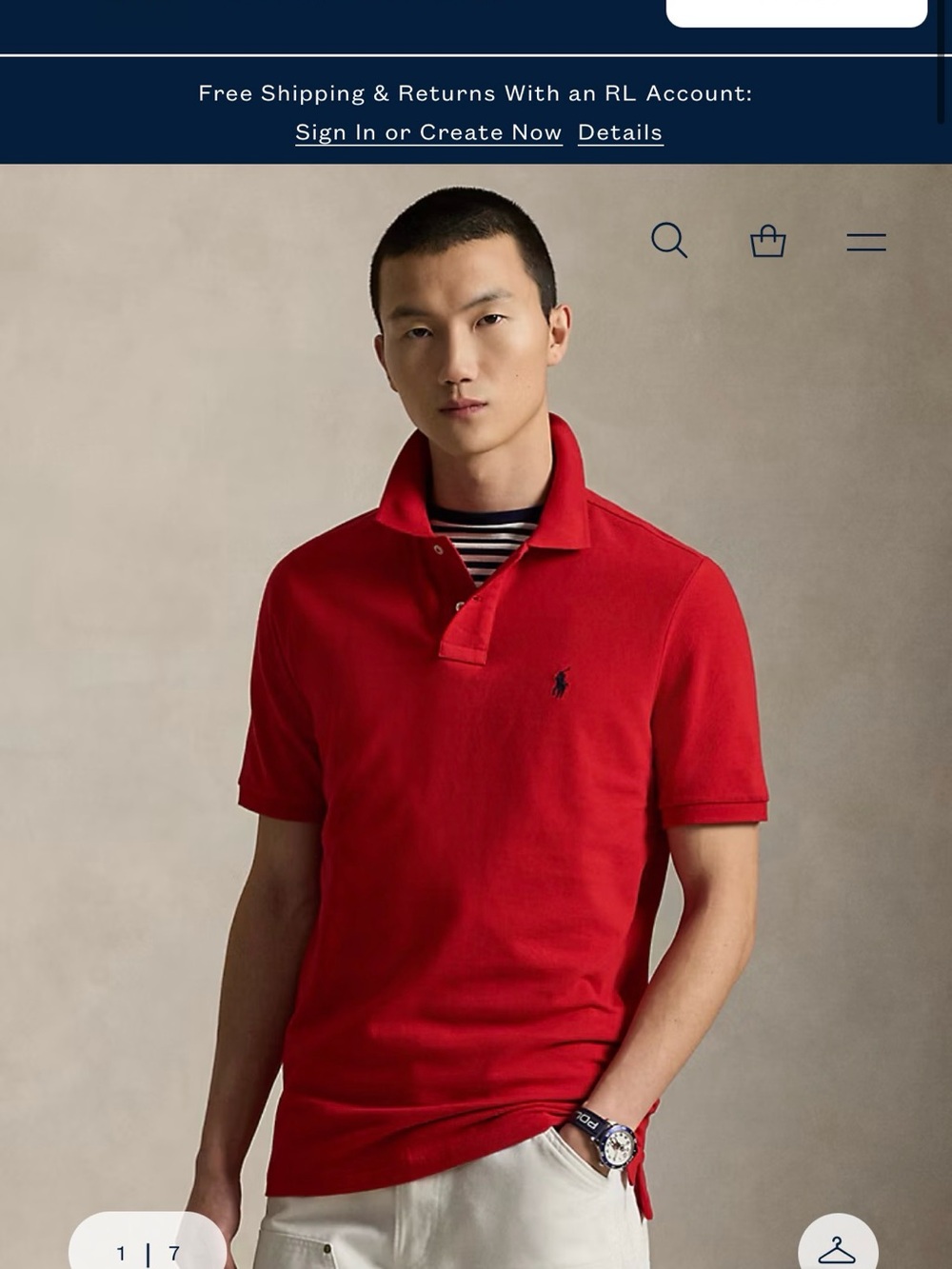 Ralph Lauren Men's Red Short-Sleeve Polo with Navy Pony